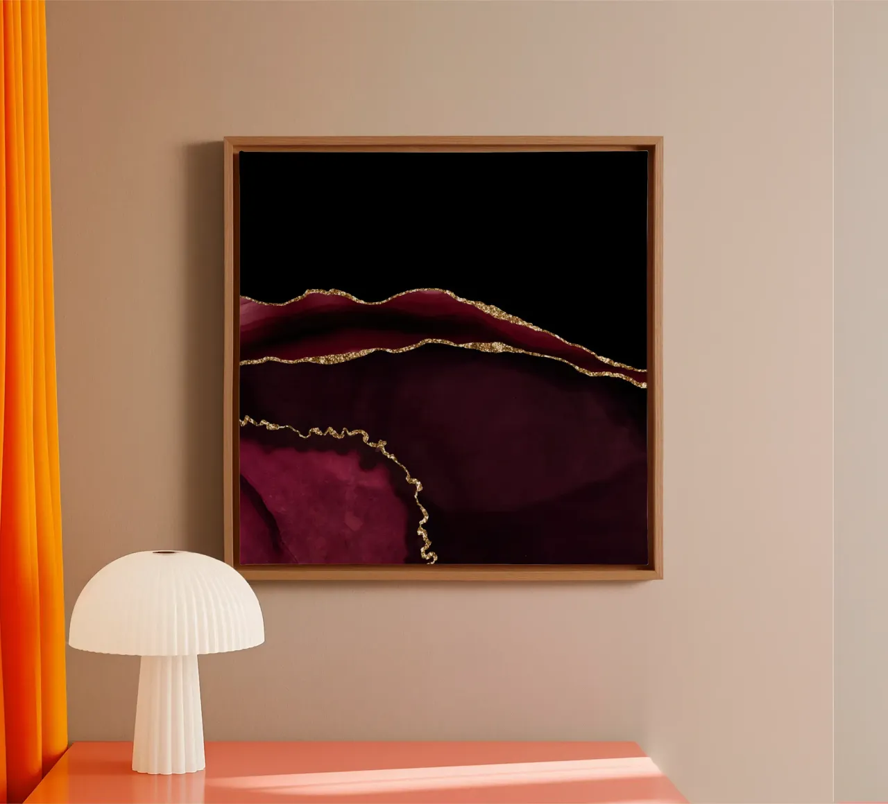 Agata bordeaux e oro Texture 05 tela con Cornice a cassetta da Gemstone Textures