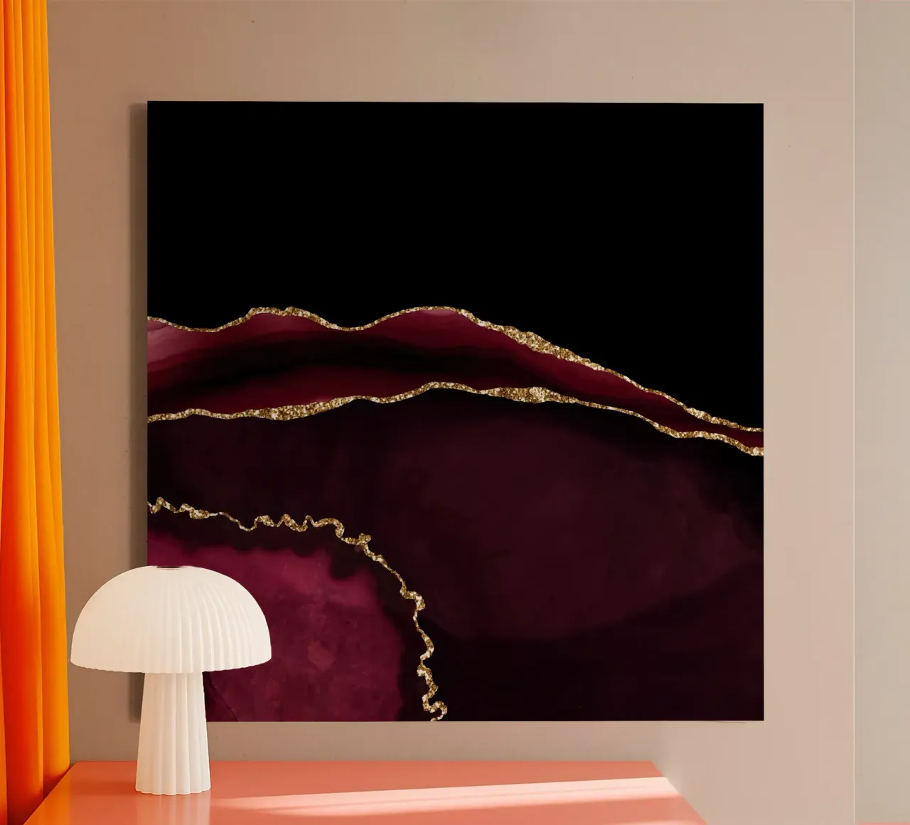 Agata bordeaux e oro Texture 05 tela con Cornice a cassetta da Gemstone Textures