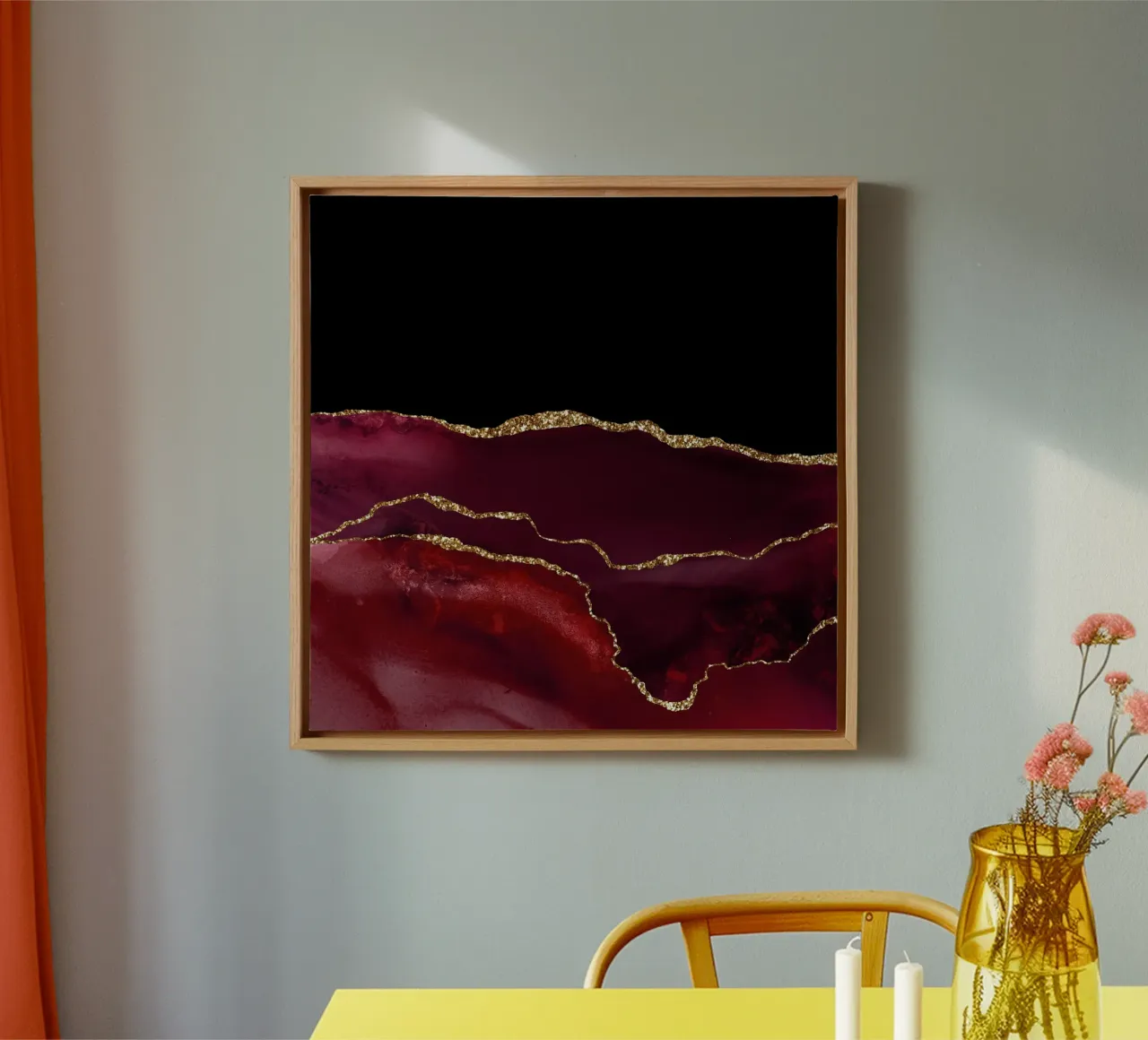 Texture Agata Borgogna e Oro 07 tela con Cornice a cassetta da Gemstone Textures