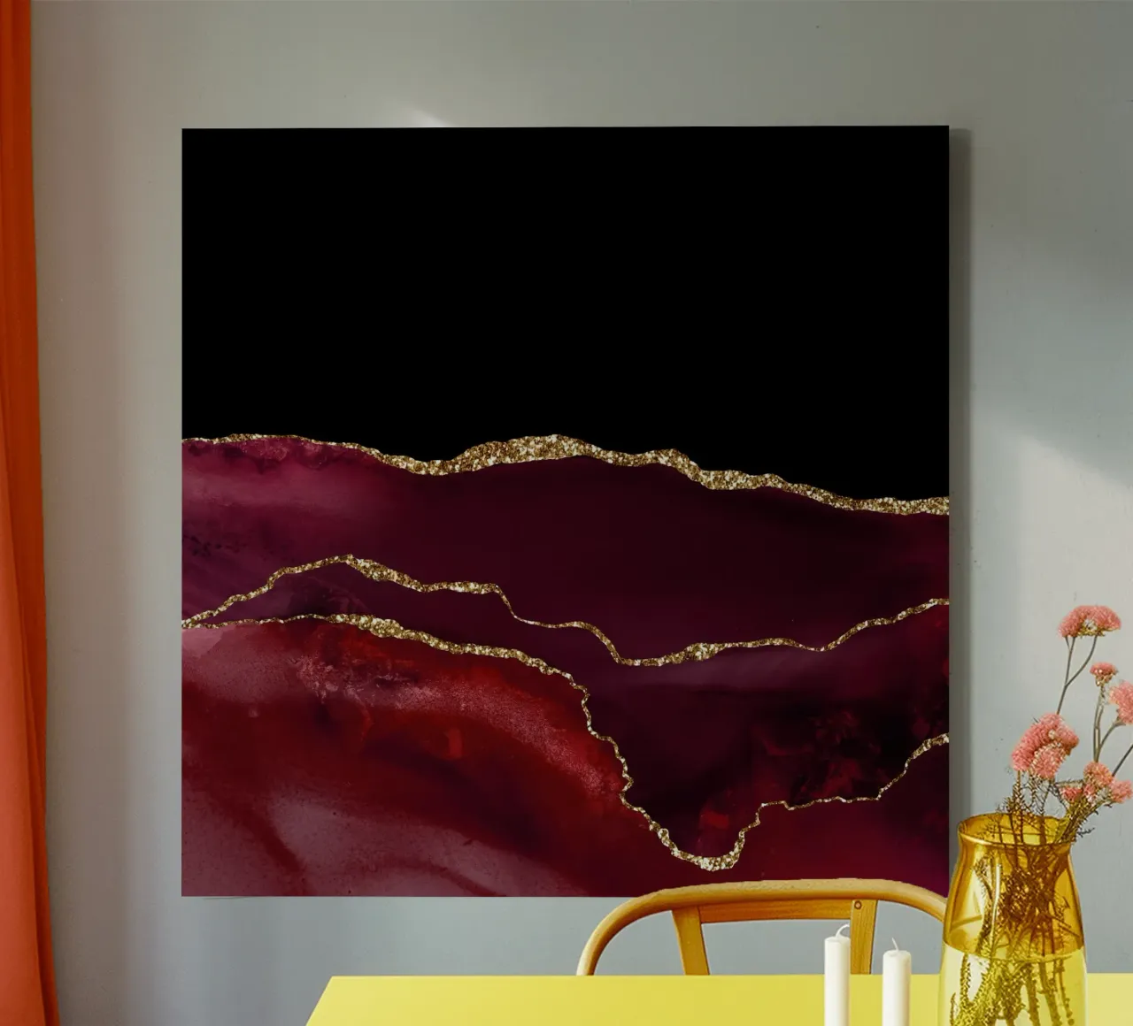 Texture Agata Borgogna e Oro 07 tela con Cornice a cassetta da Gemstone Textures
