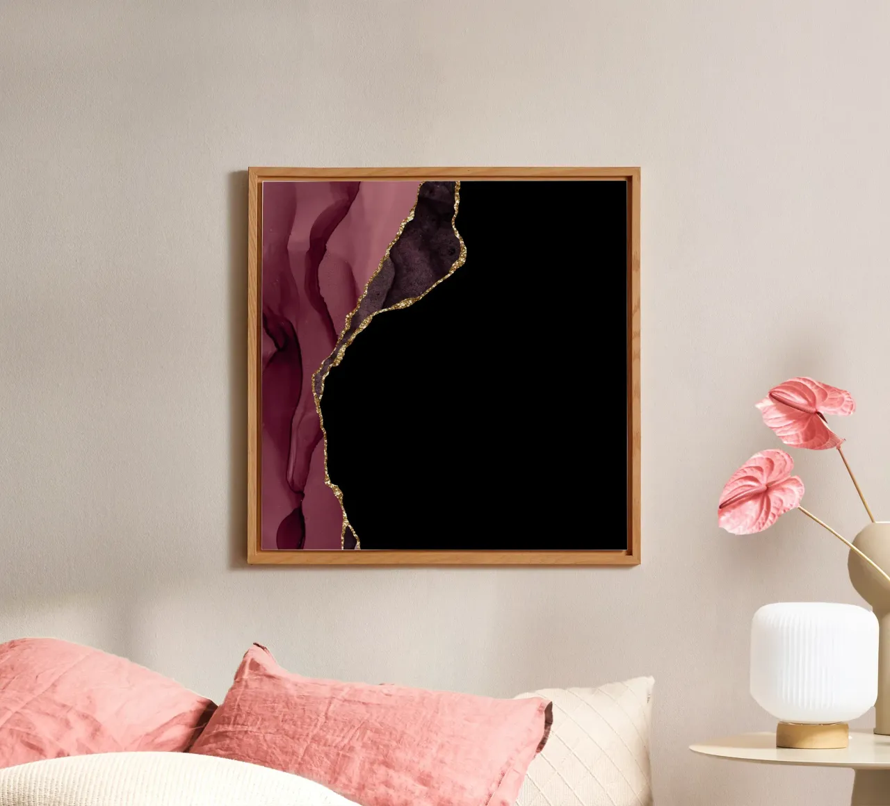 Agata bordeaux e oro Texture 09 alluminio dibond da Gemstone Textures