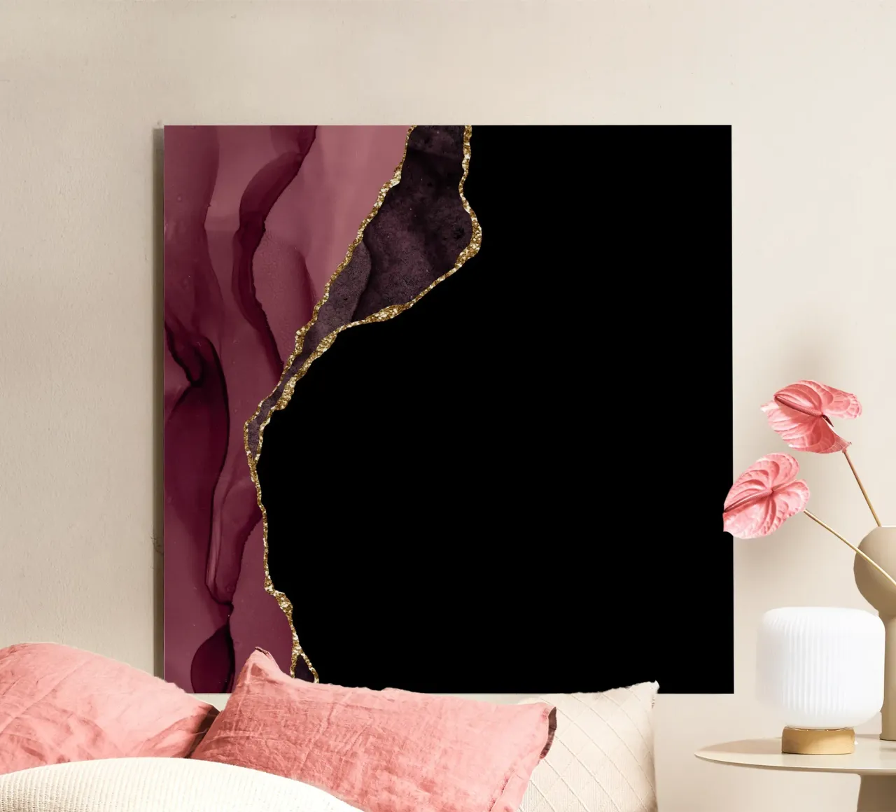 Agata bordeaux e oro Texture 09 alluminio dibond da Gemstone Textures
