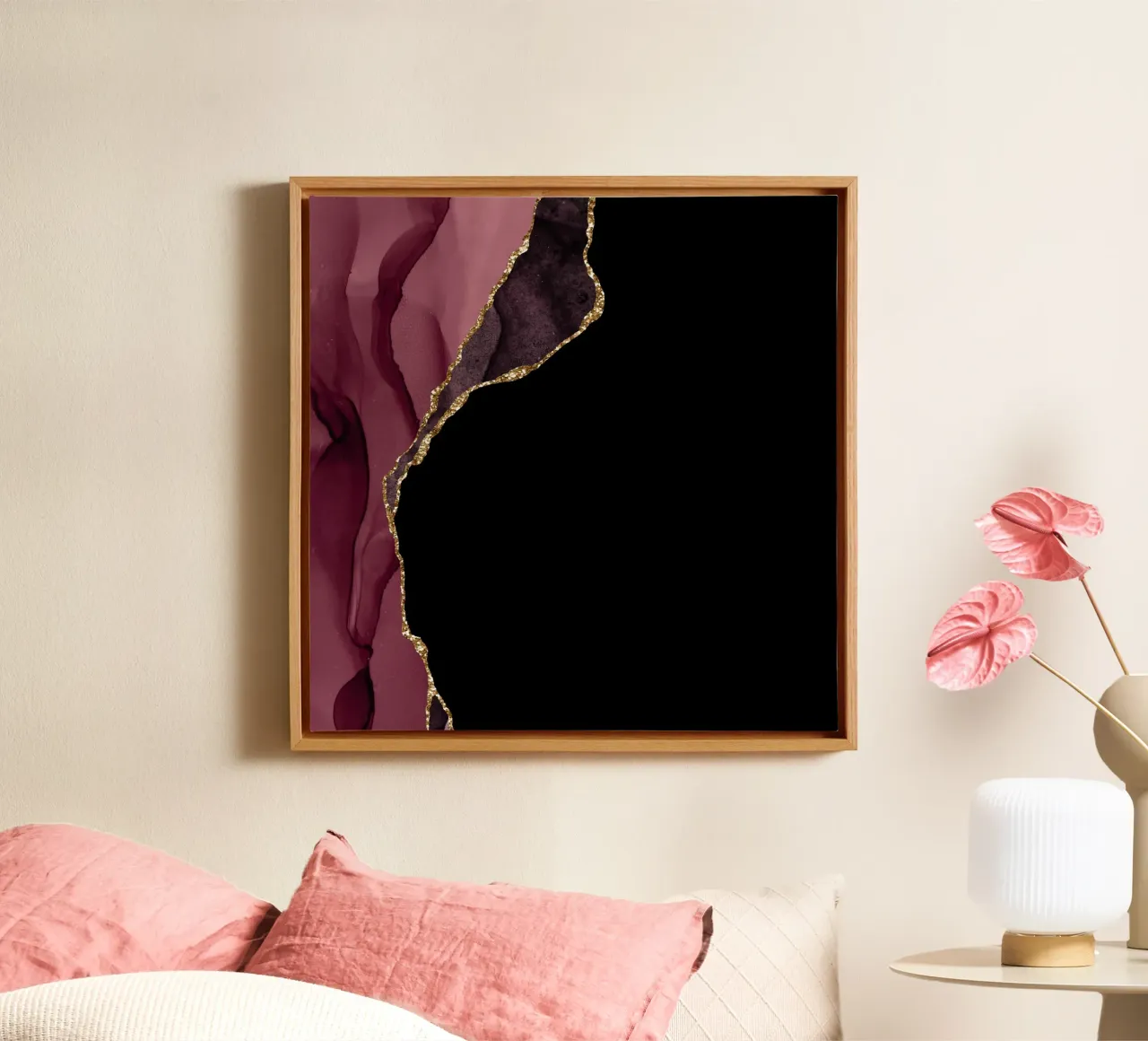 Agata bordeaux e oro Texture 09 tela con Cornice a cassetta da Gemstone Textures