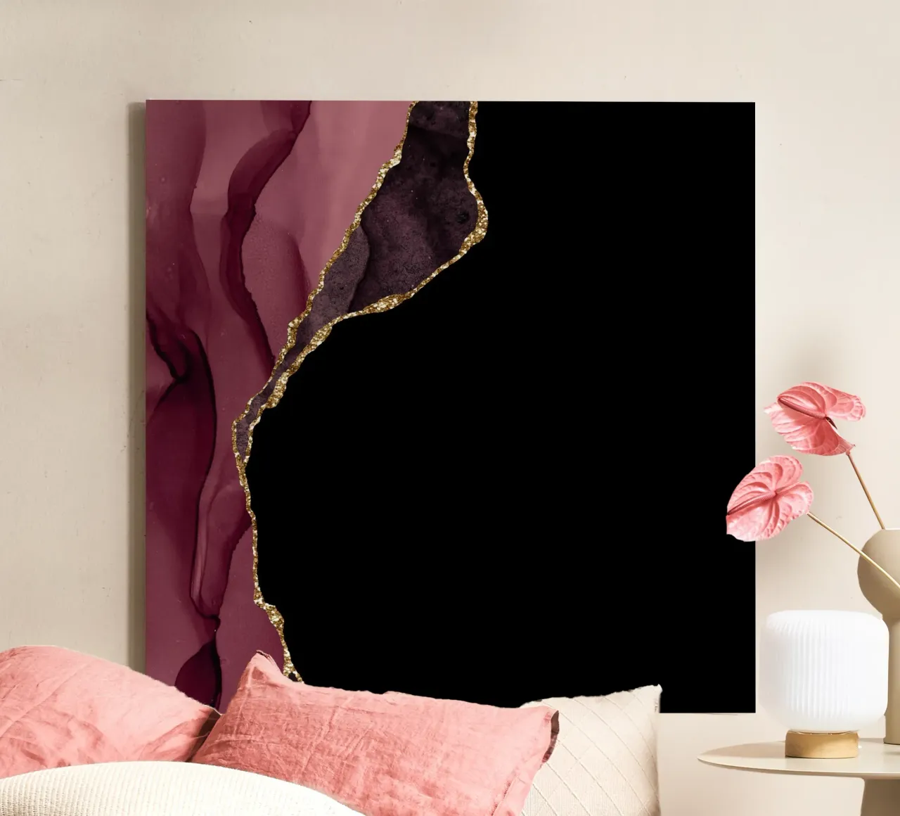 Agata bordeaux e oro Texture 09 tela con Cornice a cassetta da Gemstone Textures