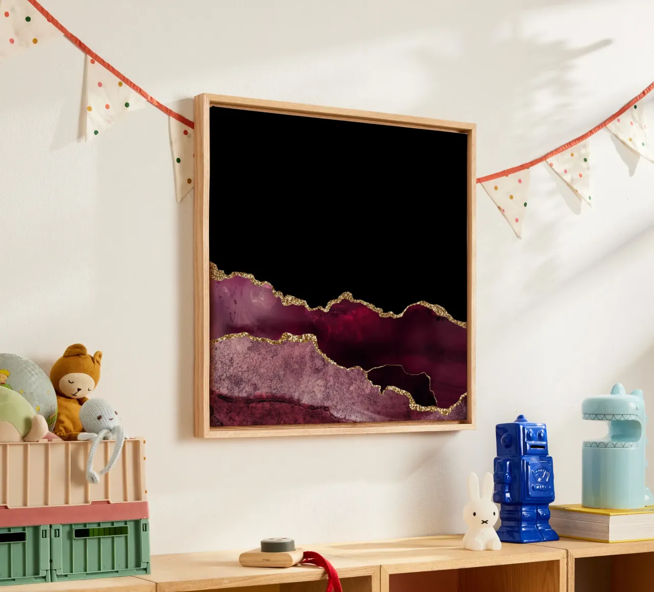 Agata bordeaux e oro Texture 10 tela con Cornice a cassetta da Gemstone Textures