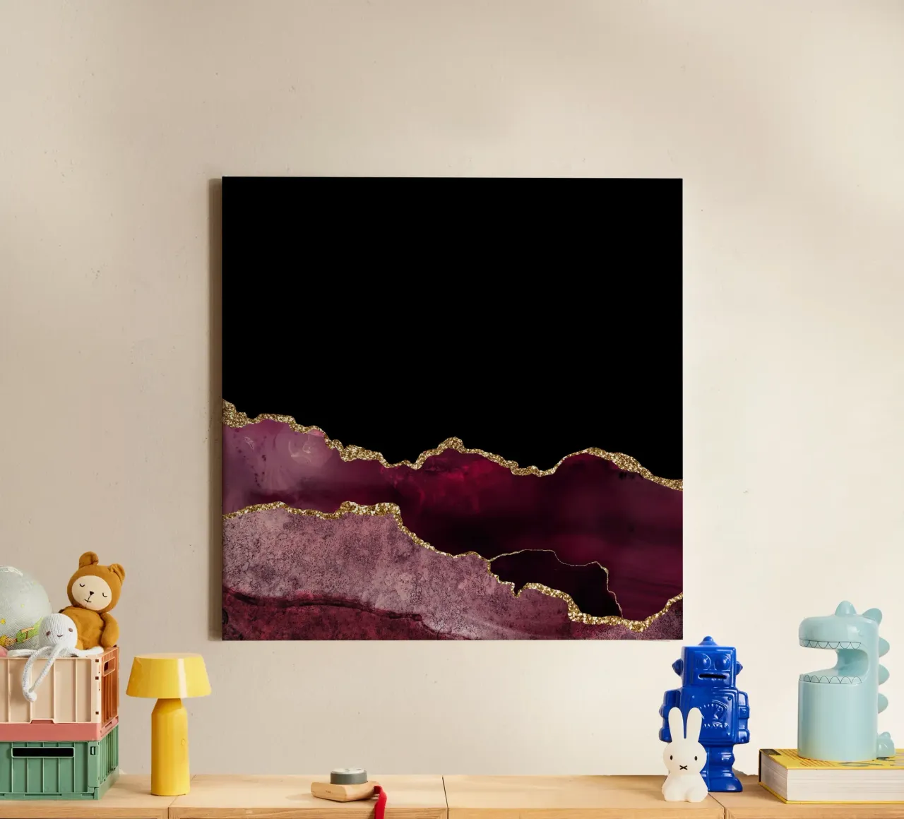 Agata bordeaux e oro Texture 10 tela con Cornice a cassetta da Gemstone Textures