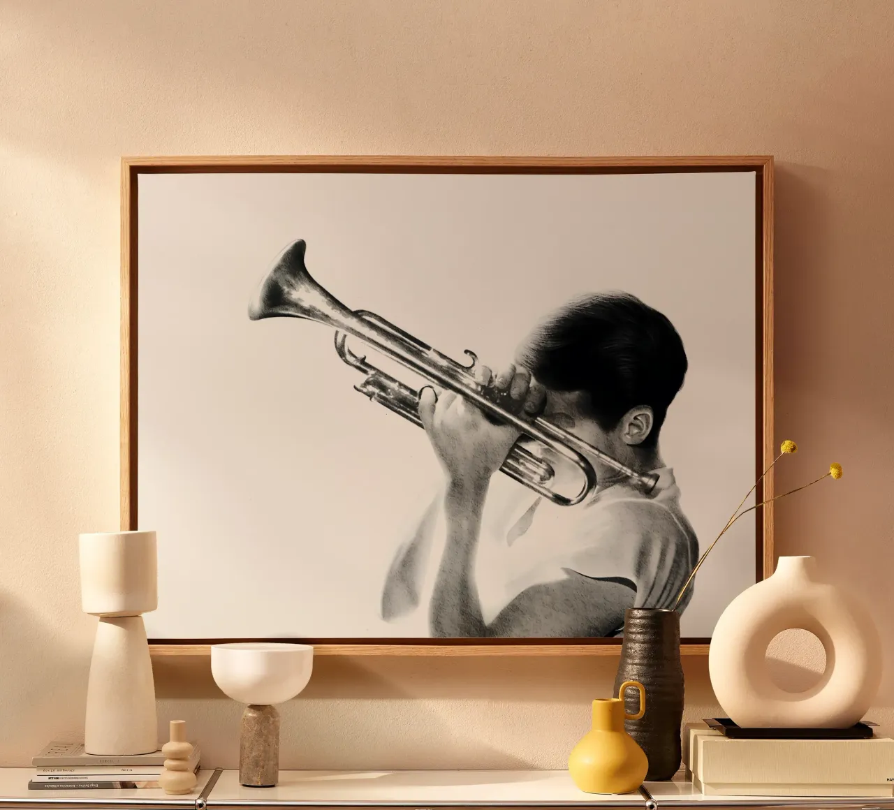 Chet Baker canvas met Baklijst van heiyoum