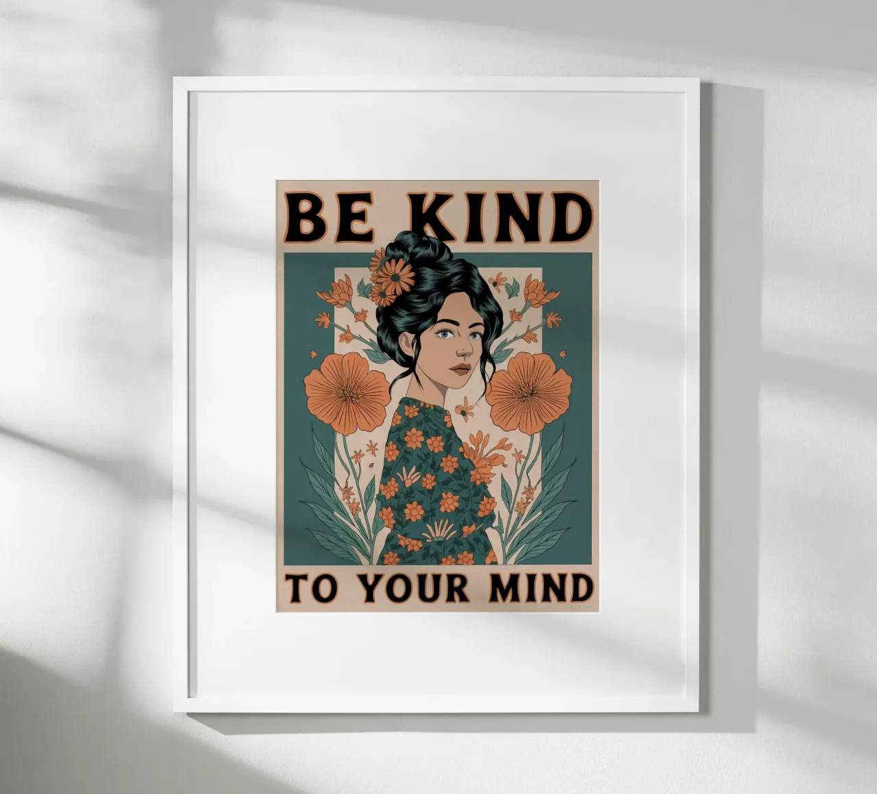 Siate gentili con la vostra mente poster con telaio in plastica da logic