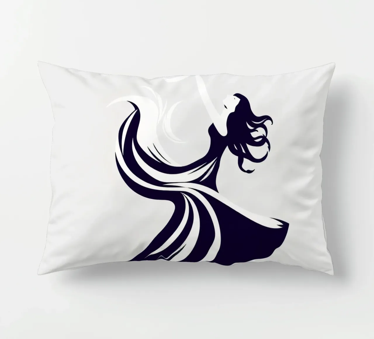 Elegant dancer in flowing dress dancing decorative cushion by DesignDoodle