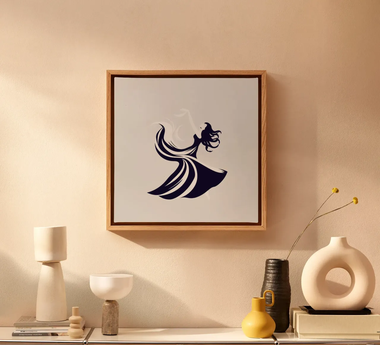 Elegant dancer in flowing dress dancing canvas by DesignDoodle
