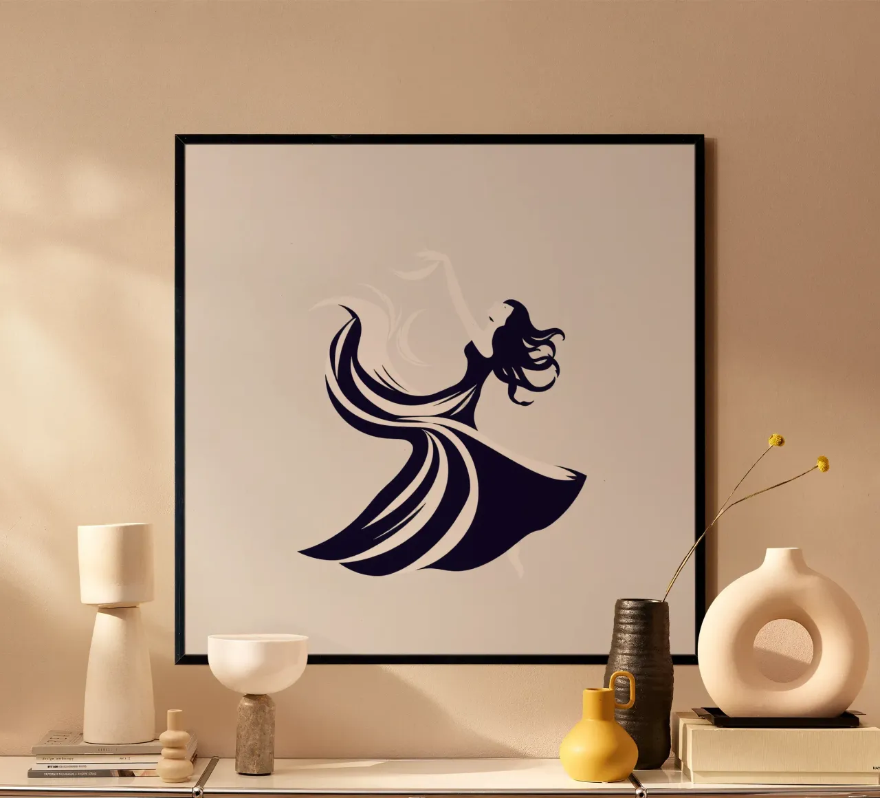 Elegante Tänzerin in fließendem Kleid tanzt Hahnemühle von DesignDoodle