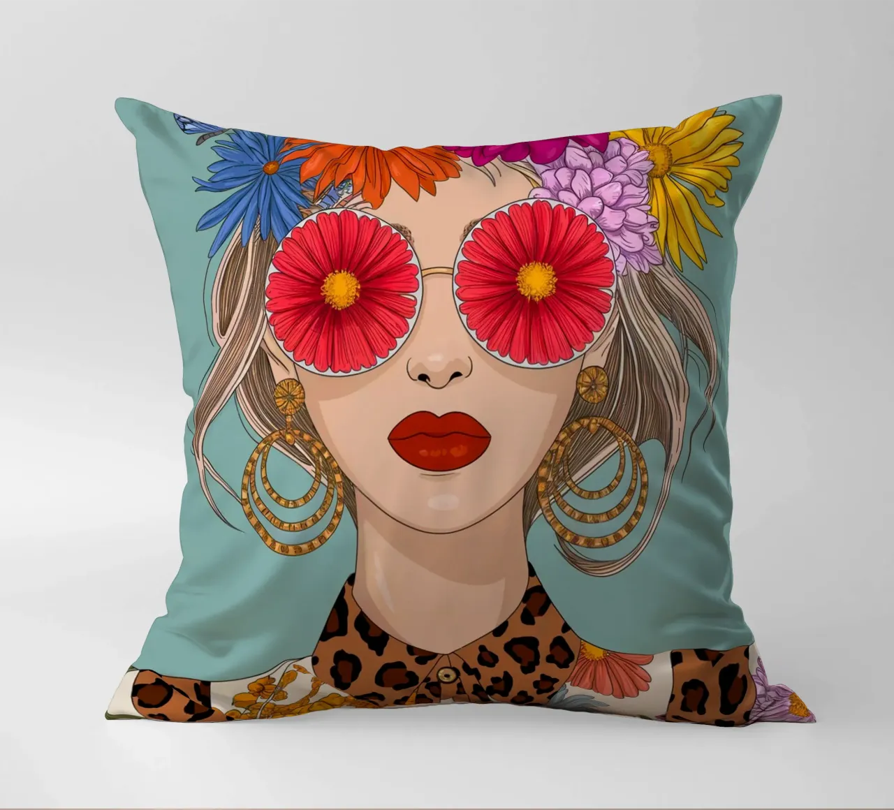 Ragazza dei fiori cuscino da logic