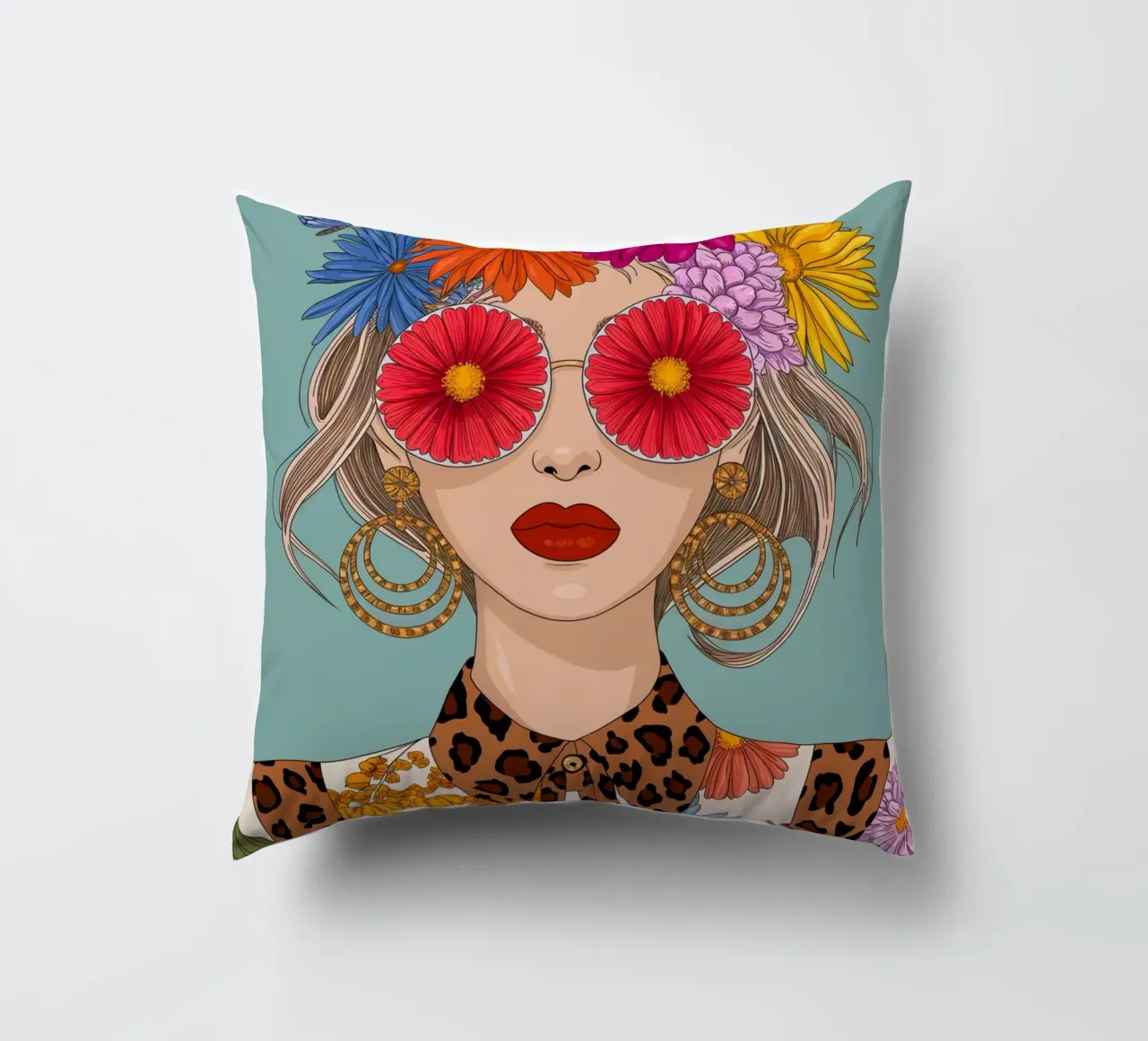 Ragazza dei fiori cuscino da logic