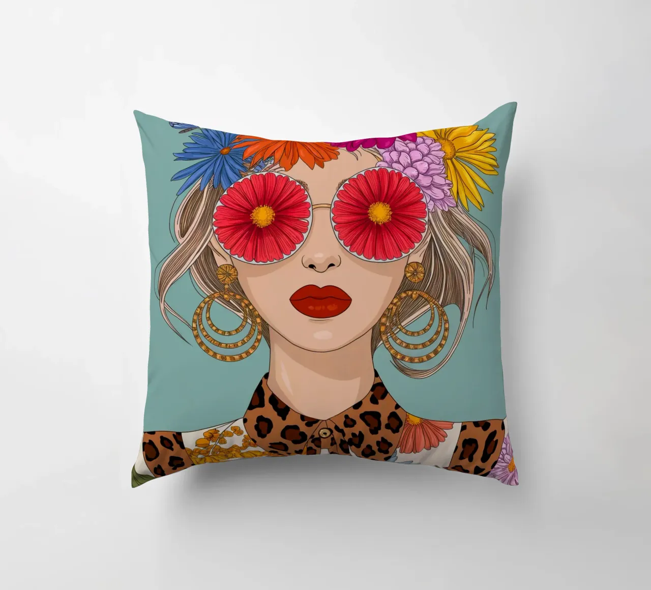 Ragazza dei fiori cuscino da logic