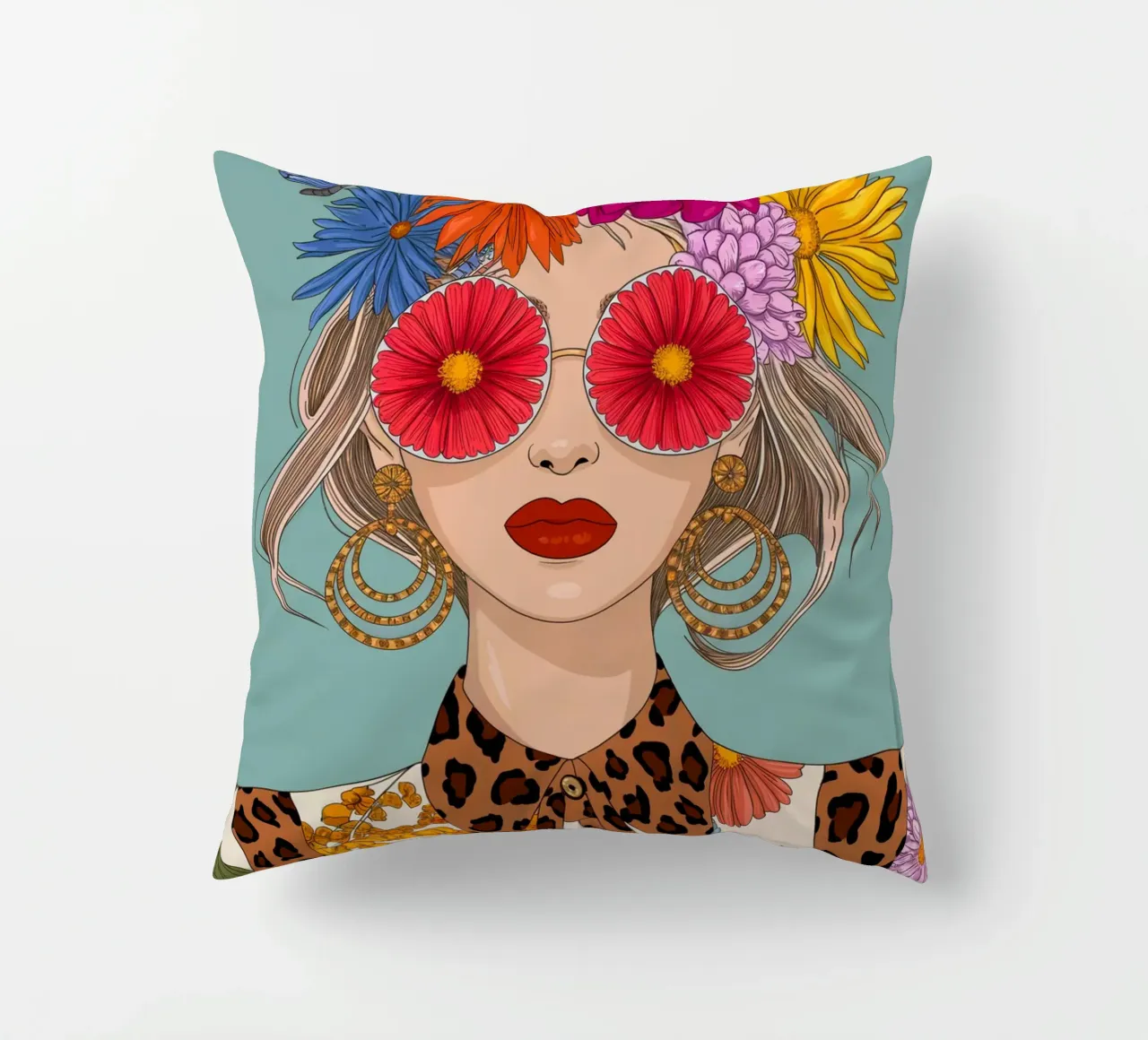 Ragazza dei fiori cuscino da logic