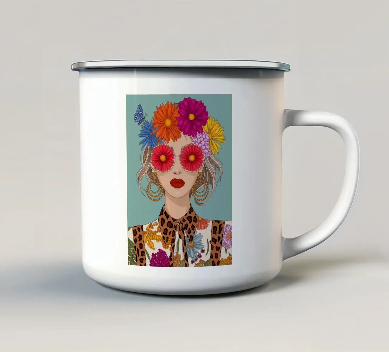 Ragazza dei fiori tazza in smalto da logic