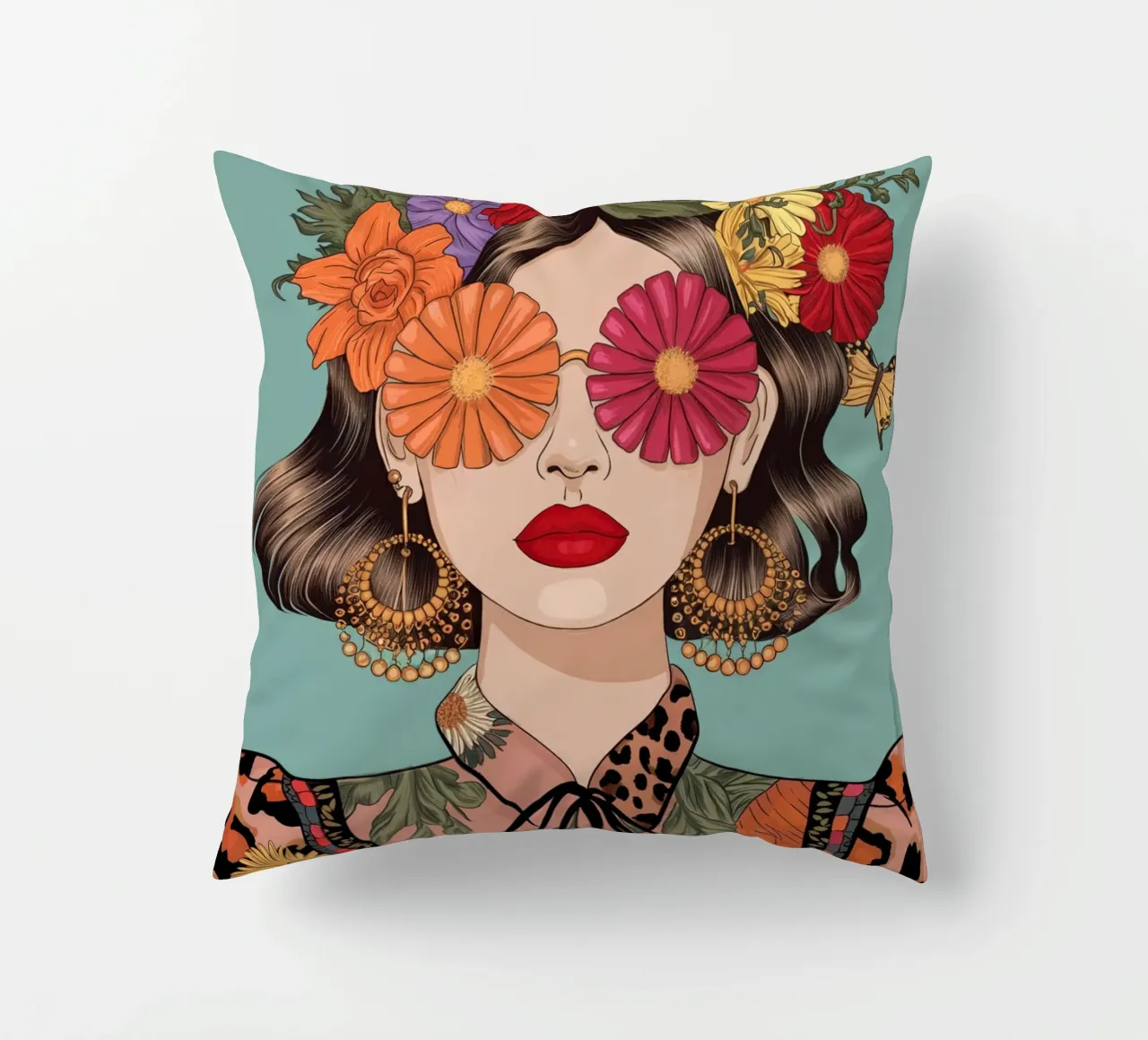 Ragazza dei fiori cuscino da logic