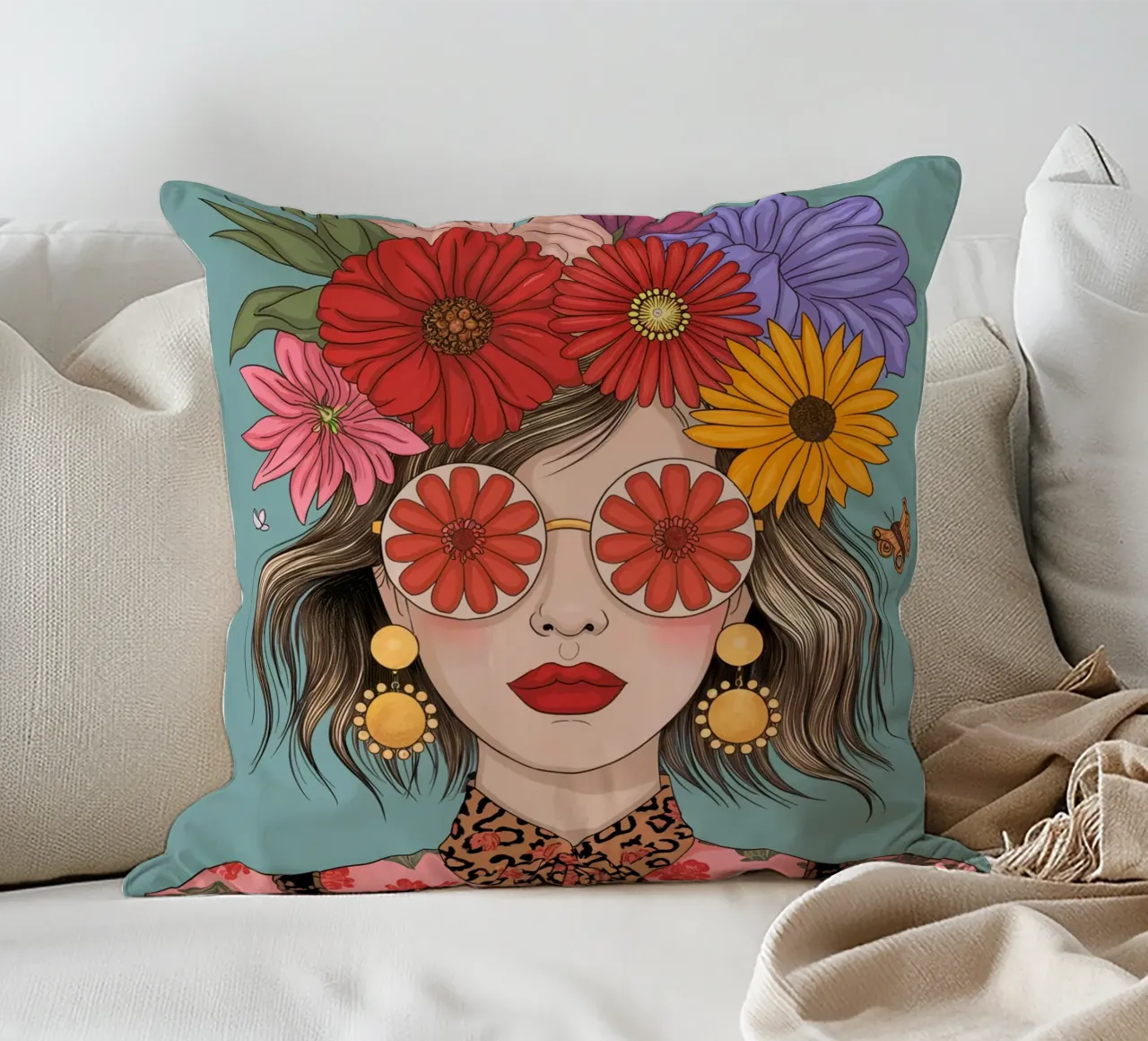 Ragazza dei fiori cuscino da logic