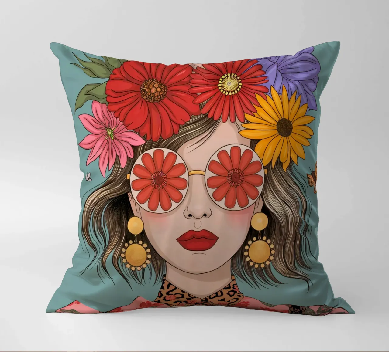 Ragazza dei fiori cuscino da logic