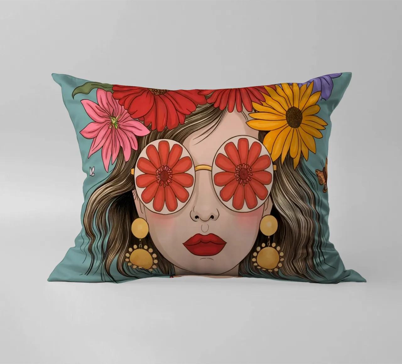 Ragazza dei fiori cuscino da logic