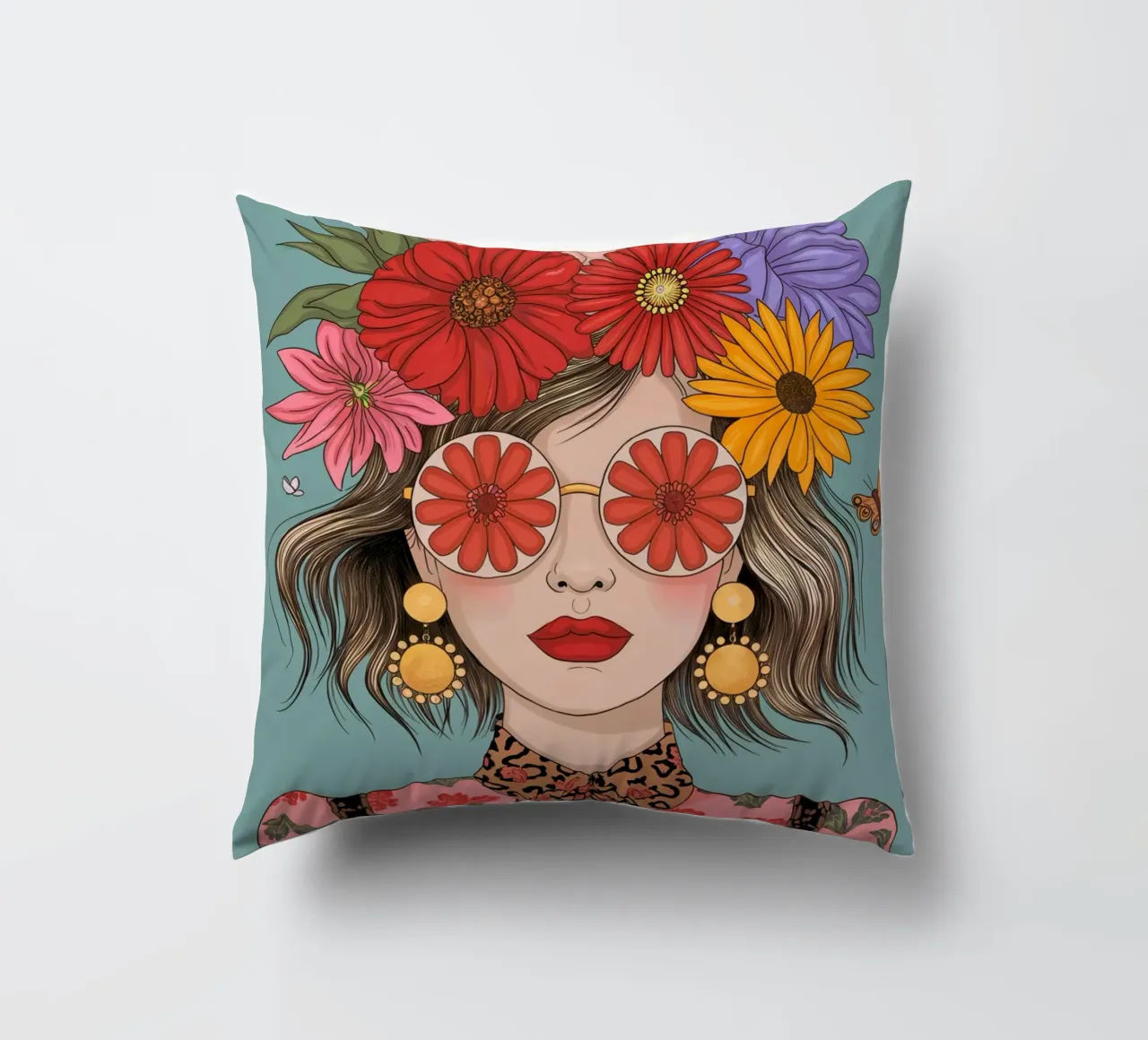 Ragazza dei fiori cuscino da logic