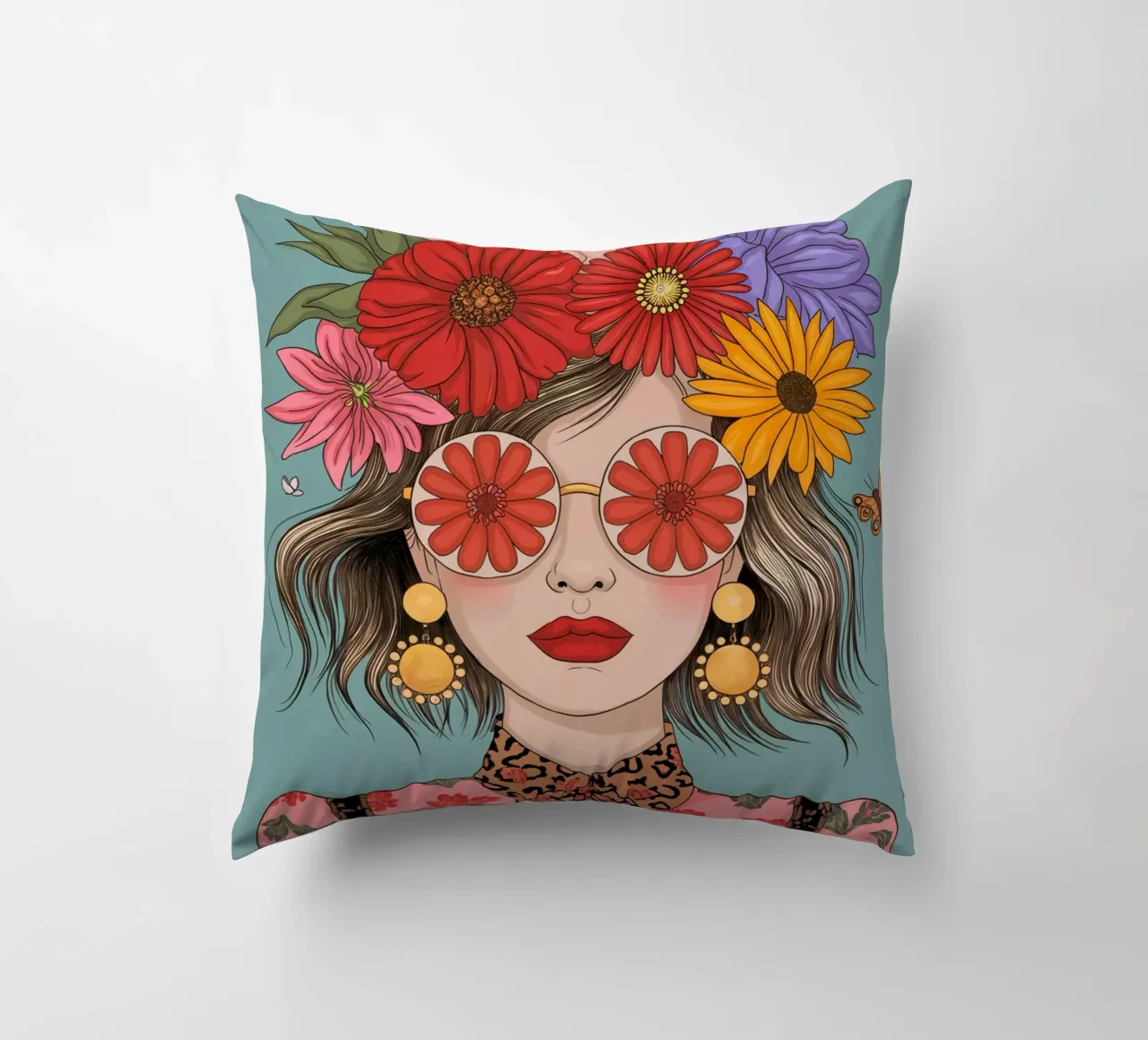 Ragazza dei fiori cuscino da logic