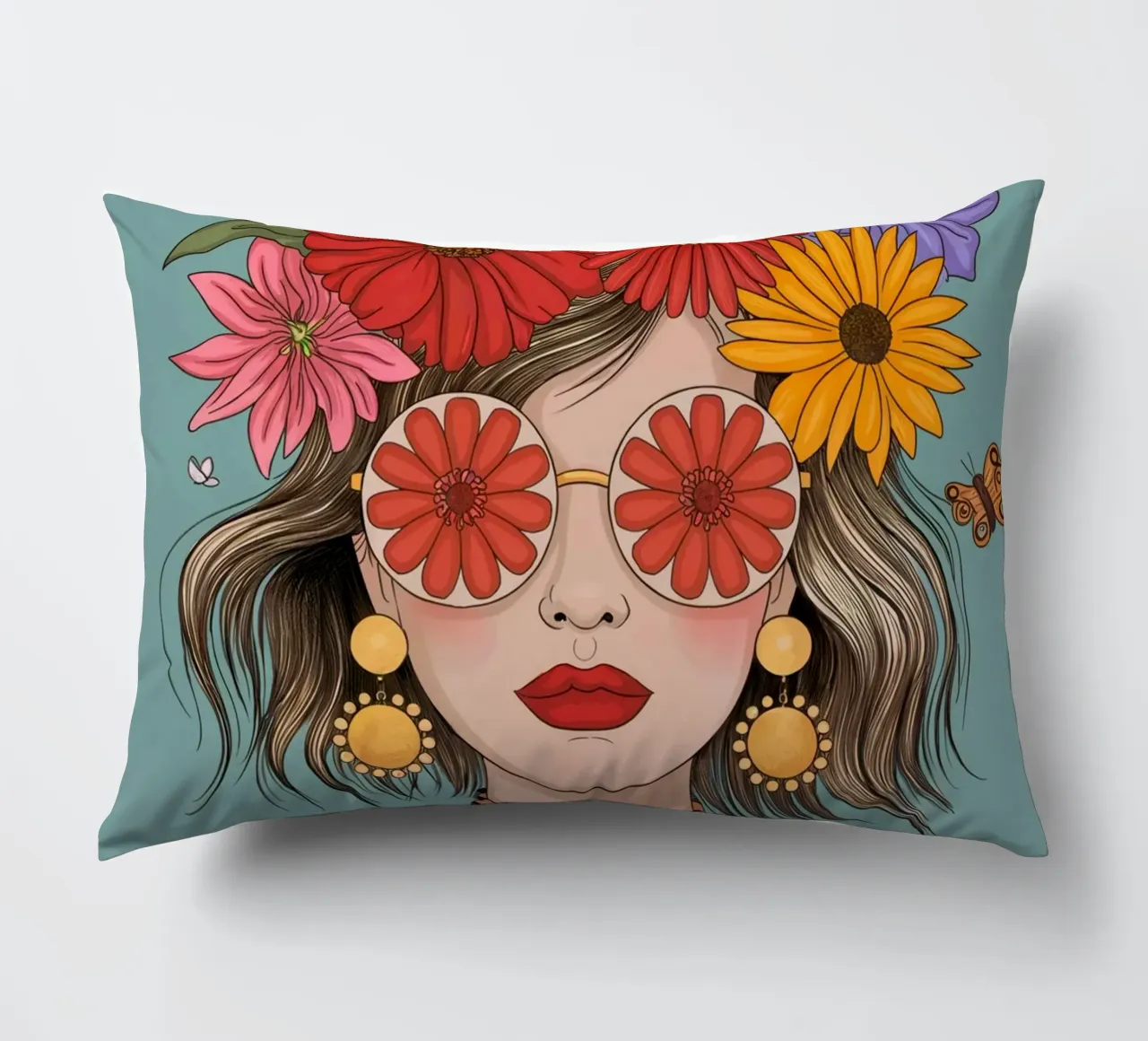 Ragazza dei fiori cuscino da logic