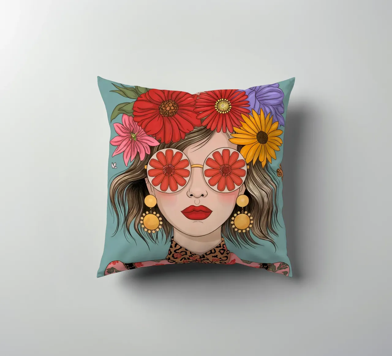 Ragazza dei fiori cuscino da logic