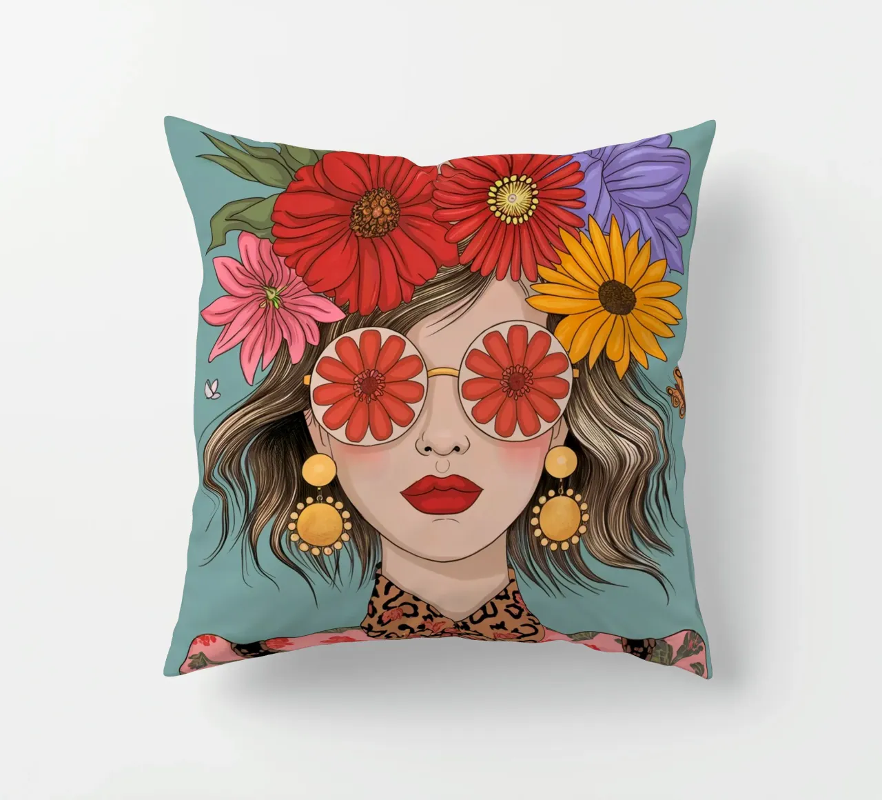Ragazza dei fiori cuscino da logic