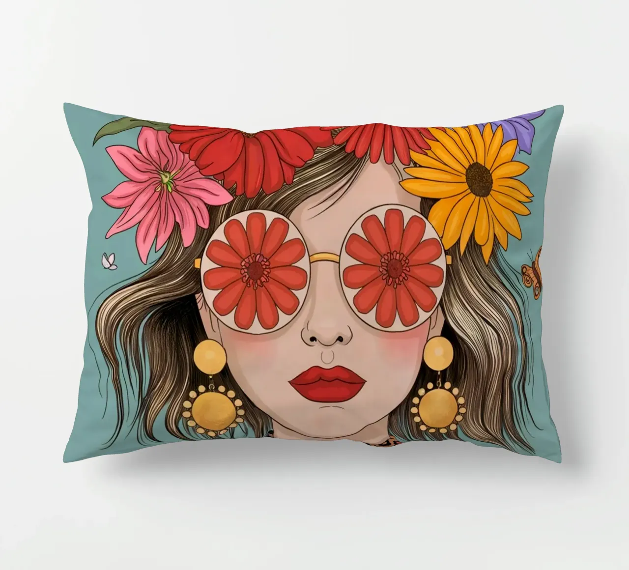 Ragazza dei fiori cuscino da logic