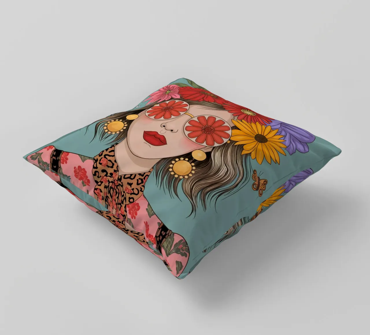 Ragazza dei fiori cuscino da logic
