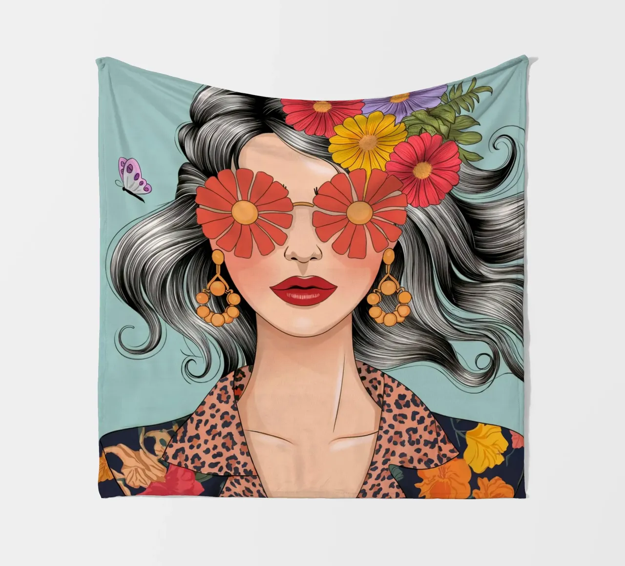 Ragazza dei fiori coperta in pile da logic