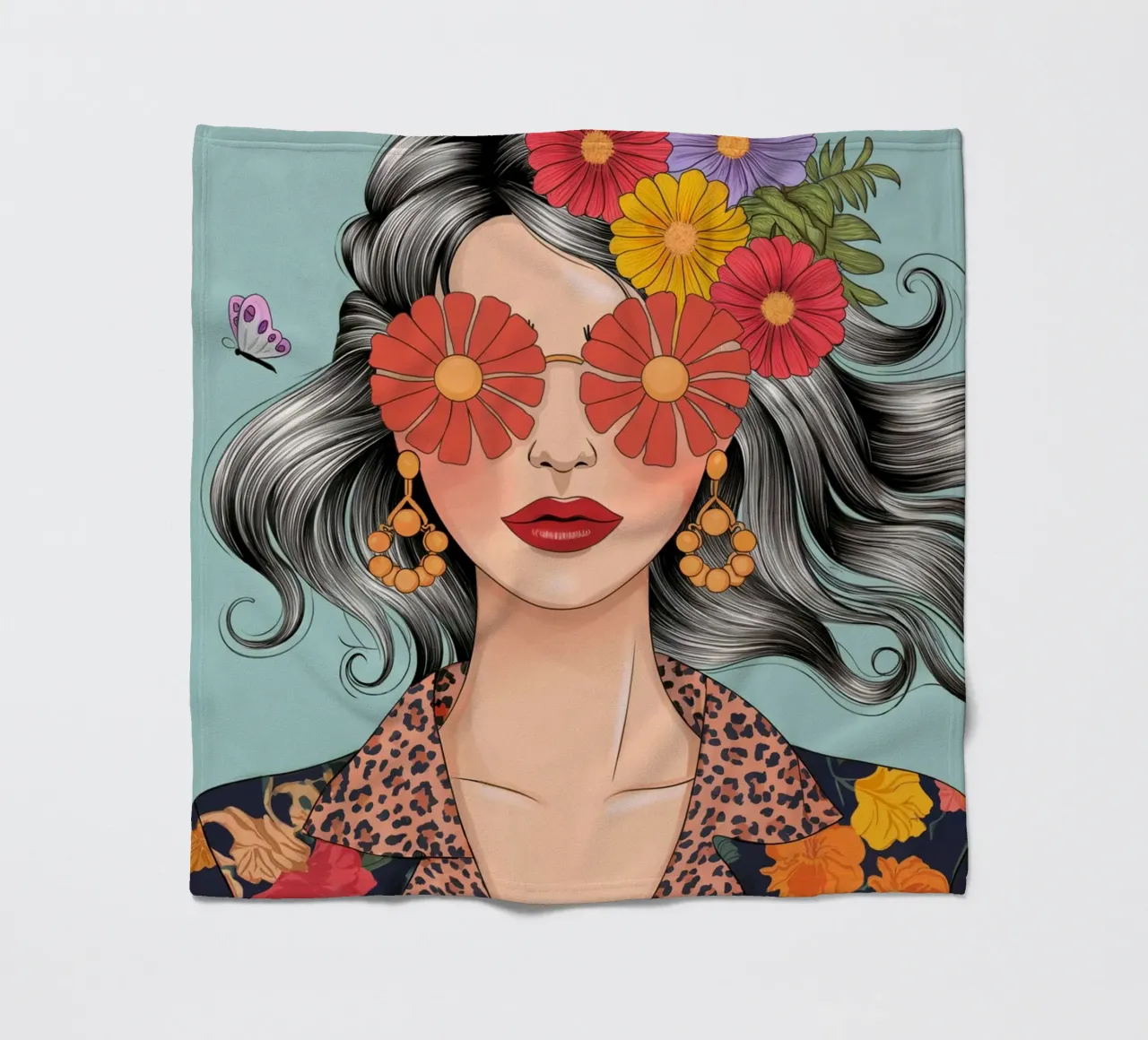 Ragazza dei fiori coperta in pile da logic