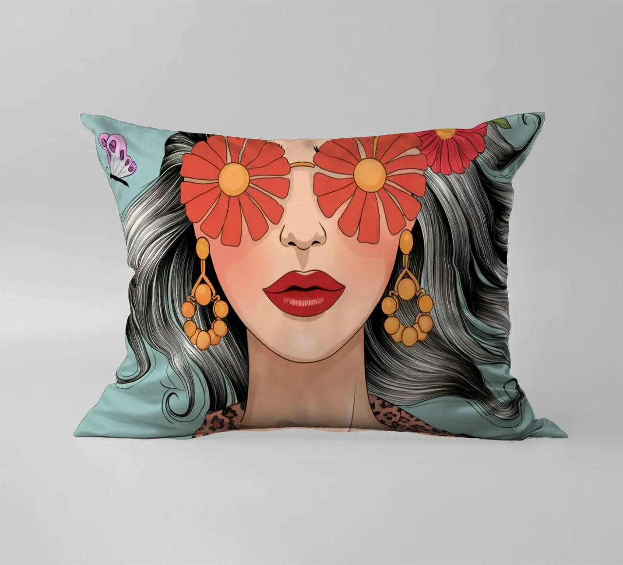 Ragazza dei fiori cuscino da logic