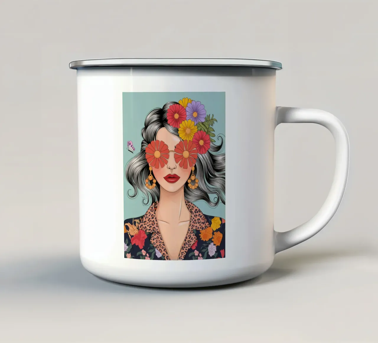 Ragazza dei fiori tazza in smalto da logic