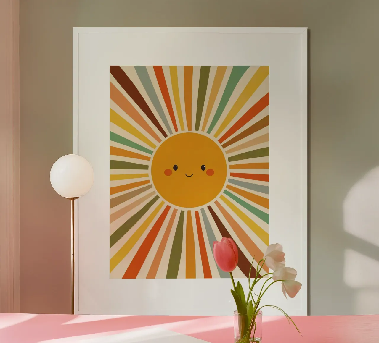 Sole Kawaii poster con telaio in plastica da logic