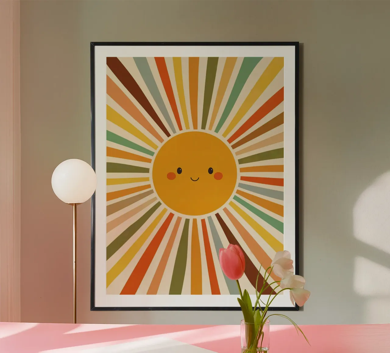 Sole Kawaii poster con telaio in plastica da logic