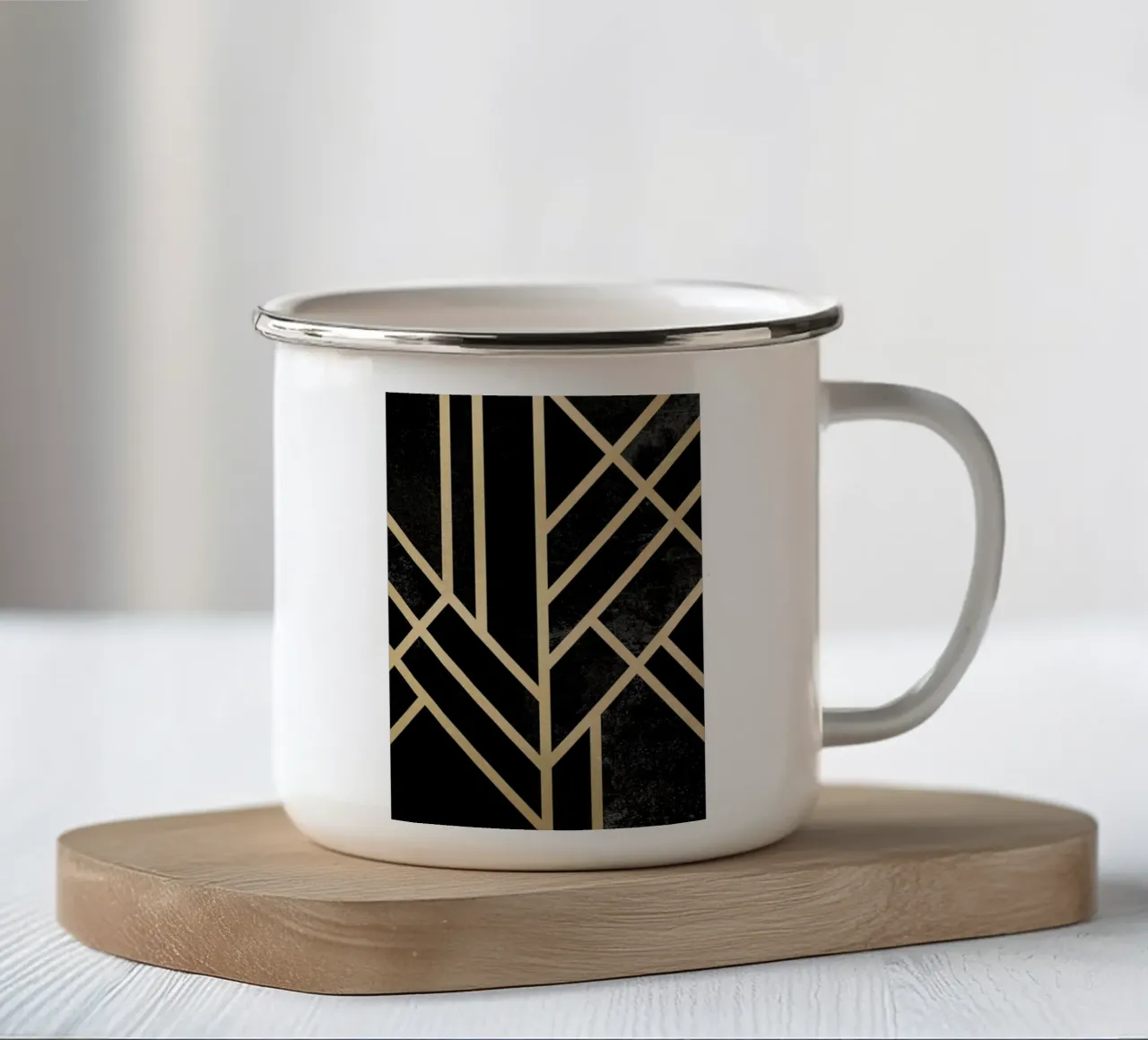 Art Deco Black tazza in smalto da Elisabeth Fredriksson