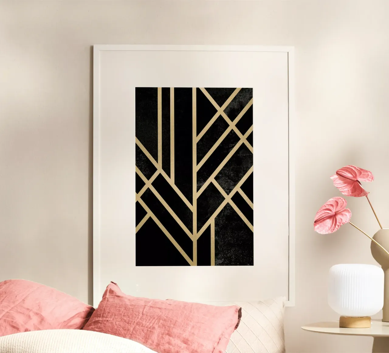Art Deco Black poster con telaio in alluminio da Elisabeth Fredriksson