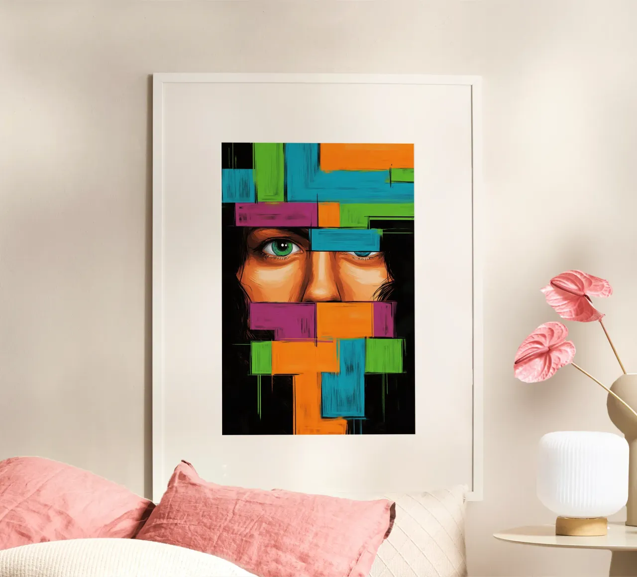 Gefragmenteerde waarneming in de caleidoscoop van gedachten poster met aluminium frame van melipo-art