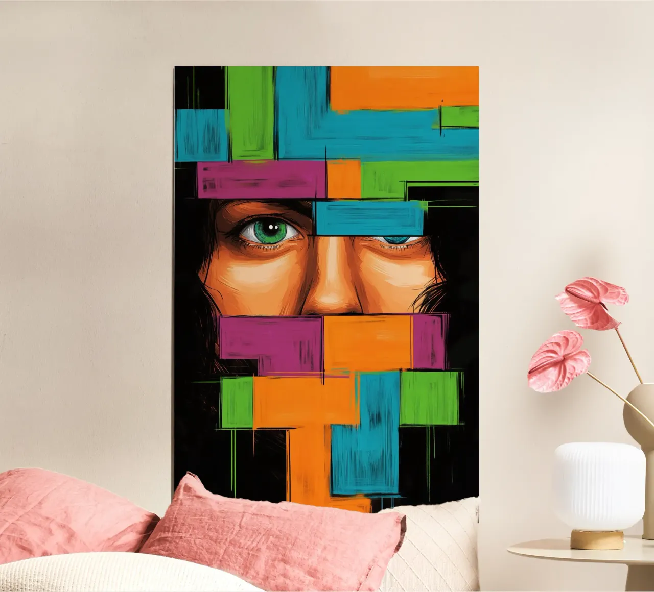 Gefragmenteerde waarneming in de caleidoscoop van gedachten poster met aluminium frame van melipo-art