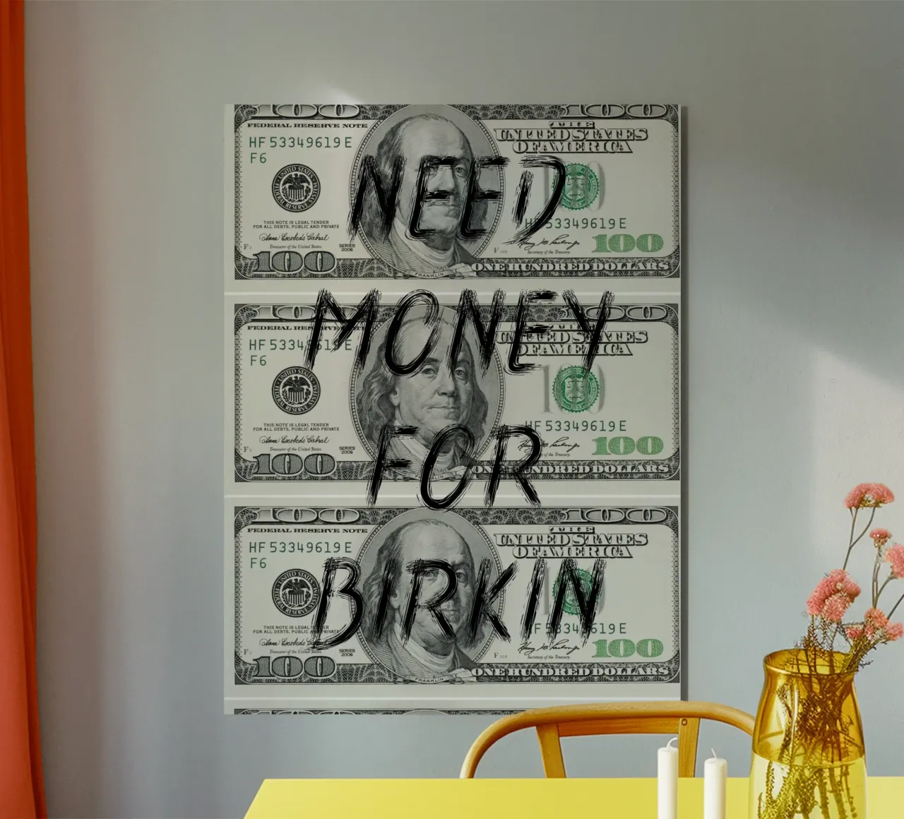 NEED MONEY FOR BIRKIN alluminio dibond da ramosashop