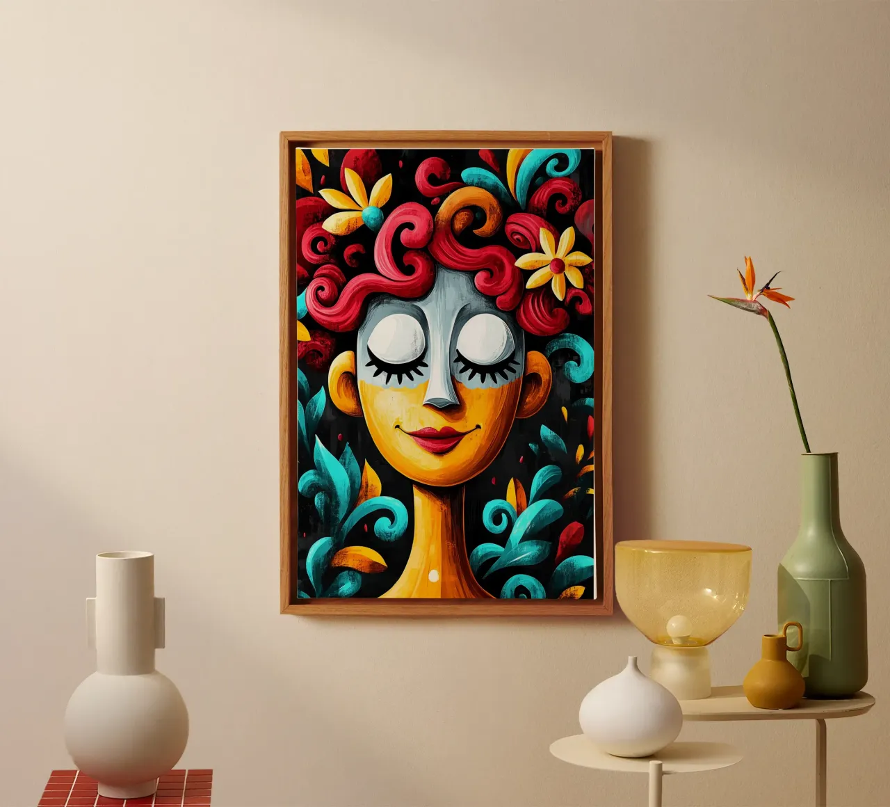 Colourful dreams in a dance of playful fantasy canvas with Floater frame by melipo-art