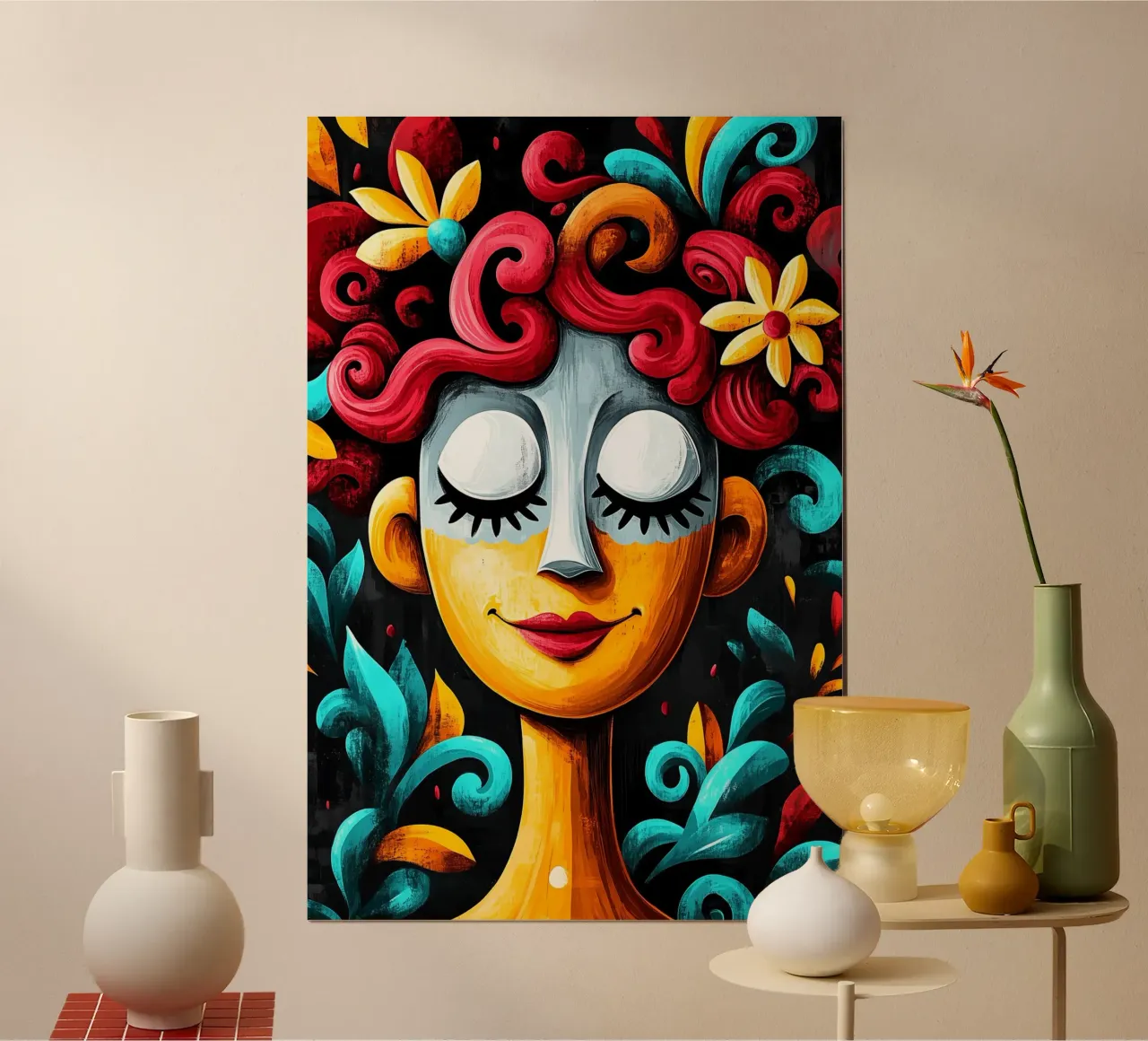Kleurrijke dromen in een dans van speelse fantasie poster met kunststof frame van melipo-art