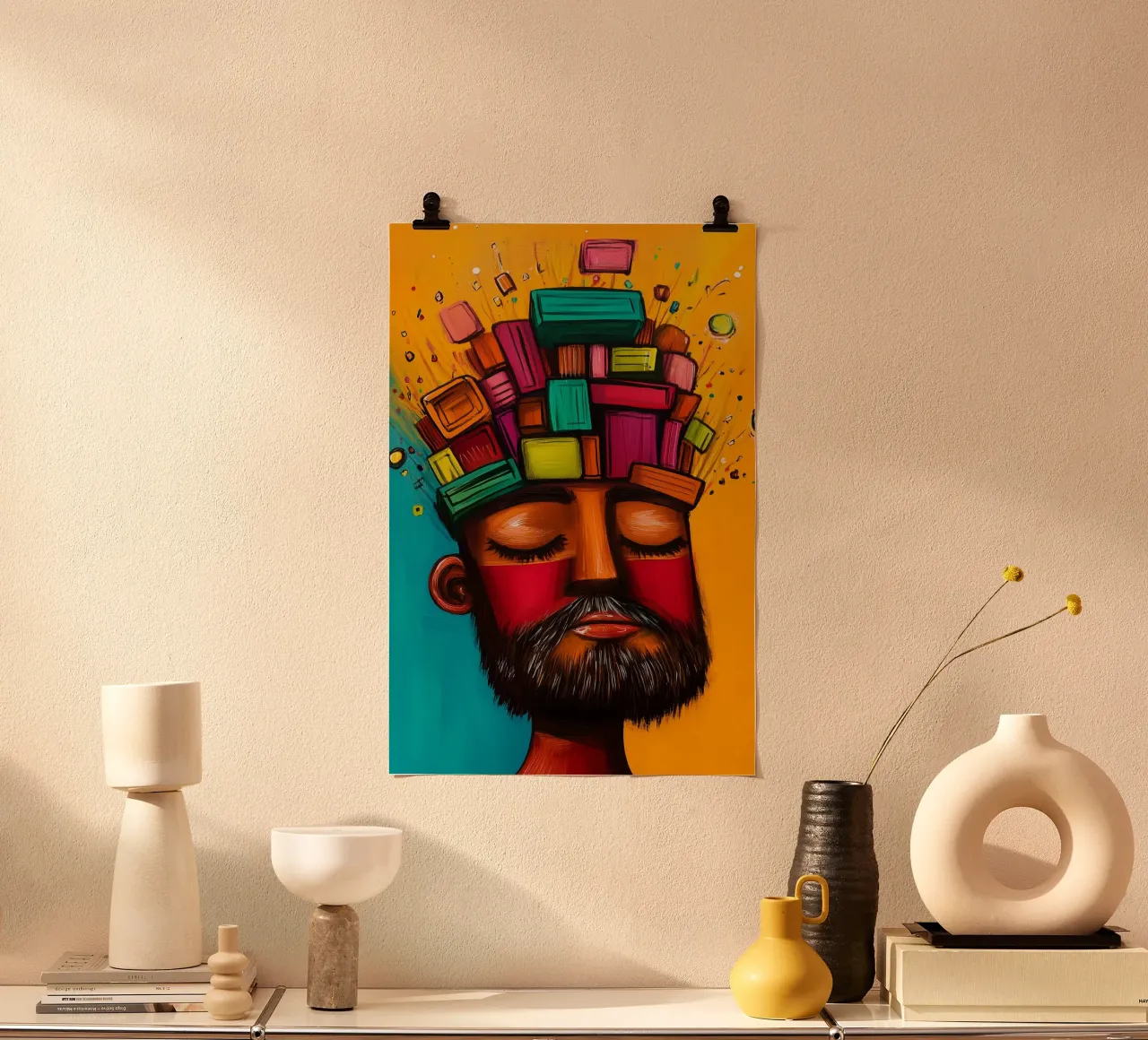 Gli elementi costitutivi dei pensieri in un sogno colorato poster con telaio in plastica da melipo-art