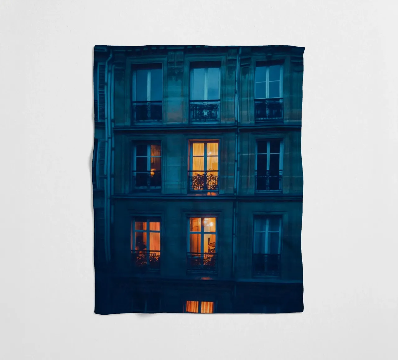 Illuminated windows, reflections of nightlife in Paris fleece blanket by By Night
