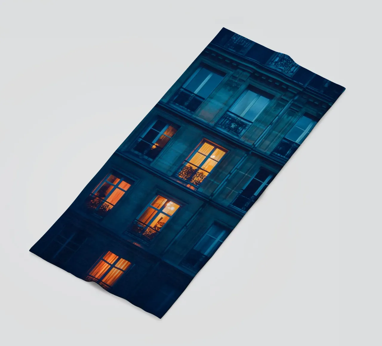 Illuminated windows, reflections of nightlife in Paris beach towel by By Night