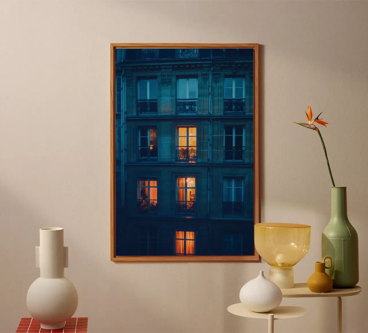 Illuminated windows, reflections of nightlife in Paris alu-dibond by By Night