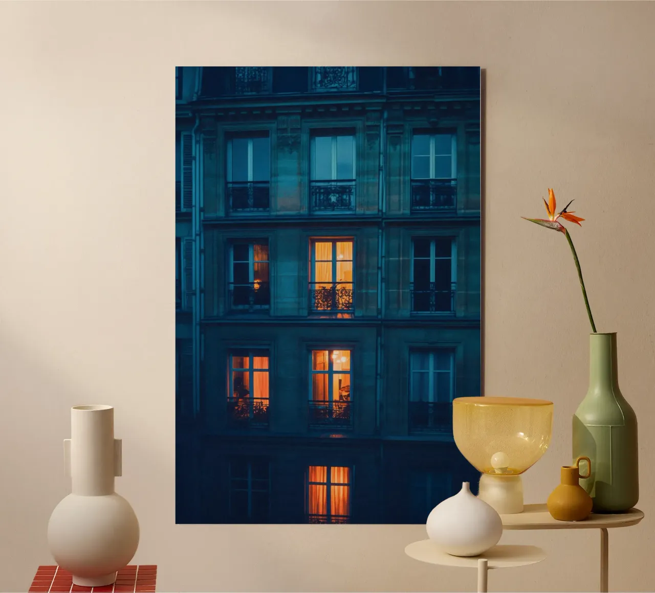Illuminated windows, reflections of nightlife in Paris alu-dibond by By Night