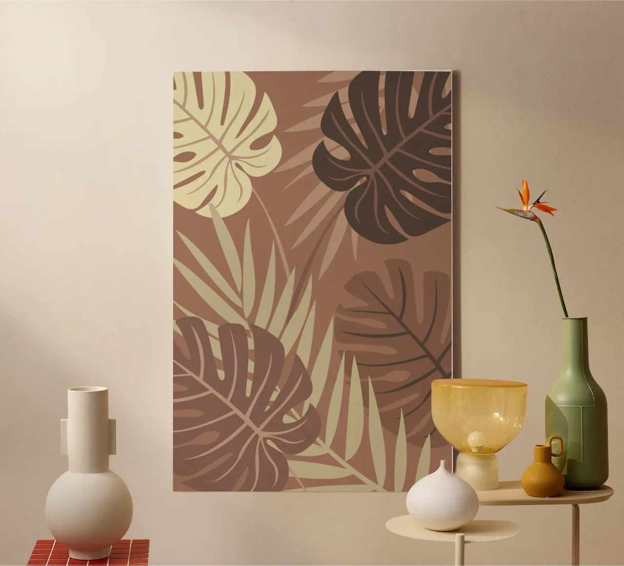 Piante Mocha Mousse | Pantone 2025 tela con Cornice a cassetta da Ana Paniagua Design